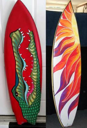 Wylie Rasmussen uses discarded surfboards as canvases. (photo submitted)